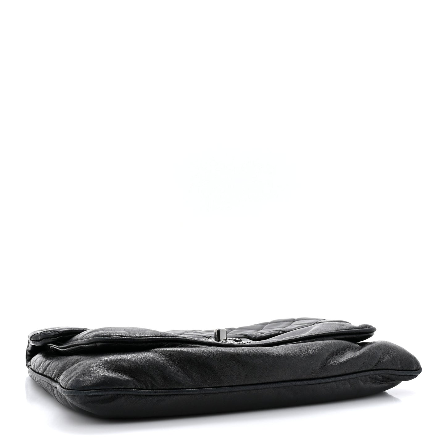 Lambskin Quilted Chain Mail Shoulder Bag Black