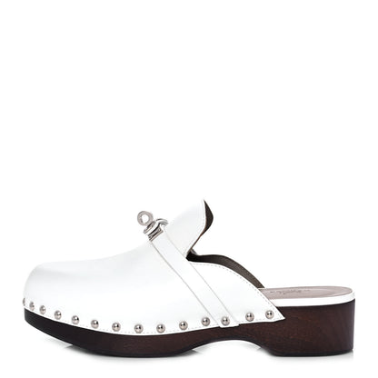 Hermes Calfskin Carlotta Mules 37 White 1 of 8