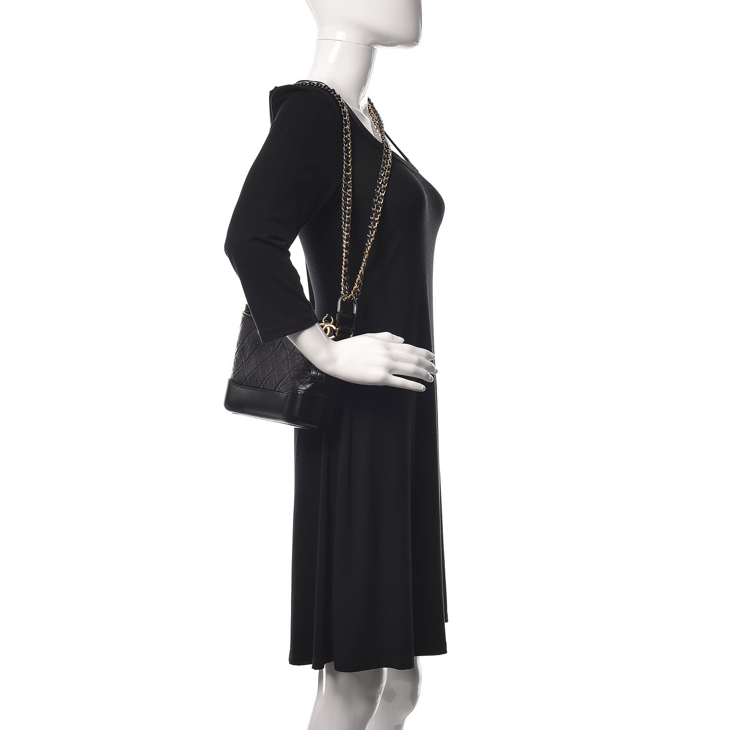 Chanel Aged Calfskin Quilted Small Gabrielle Hobo Black 2 of 10
