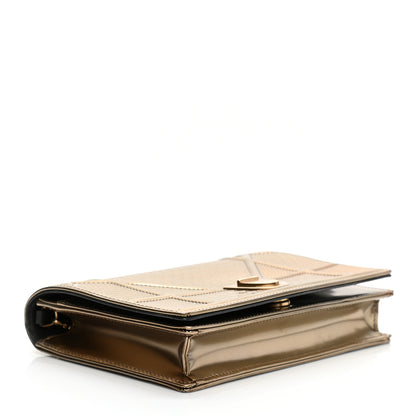 Christian Dior Metallic Patent Micro-Cannage Diorama Wallet on Chain Pouch Gold 4 of 9