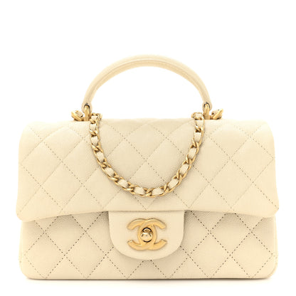 Chanel Caviar Quilted Mini Top Handle Rectangular Flap Beige 1 of 10