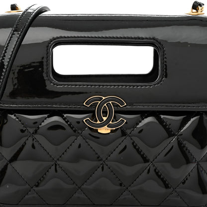 Chanel Patent Quilted Mini Graphic Catch Flap Black 8 of 10