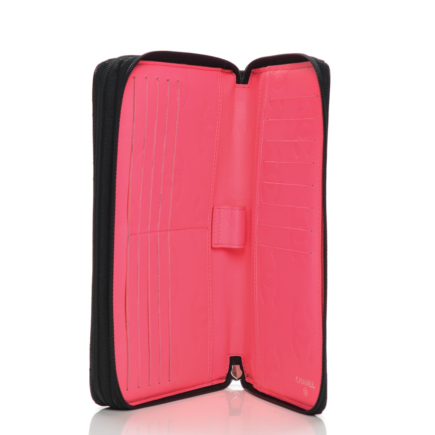 Calfskin Cambon Zip Around Organizer Wallet Black