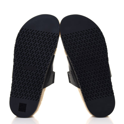 Hermes Veau Indios Woolskin Mens Chypre Sandals 45 Black Ecru 5 of 8