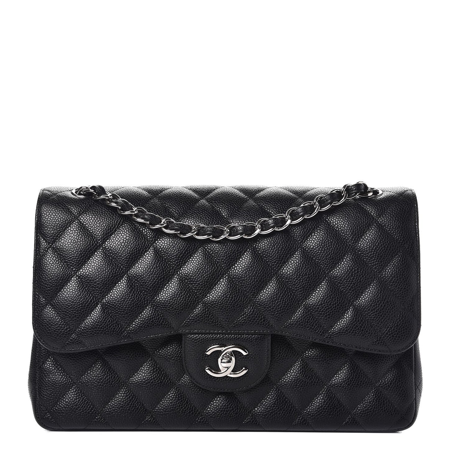 Caviar Quilted Jumbo Double Flap Black