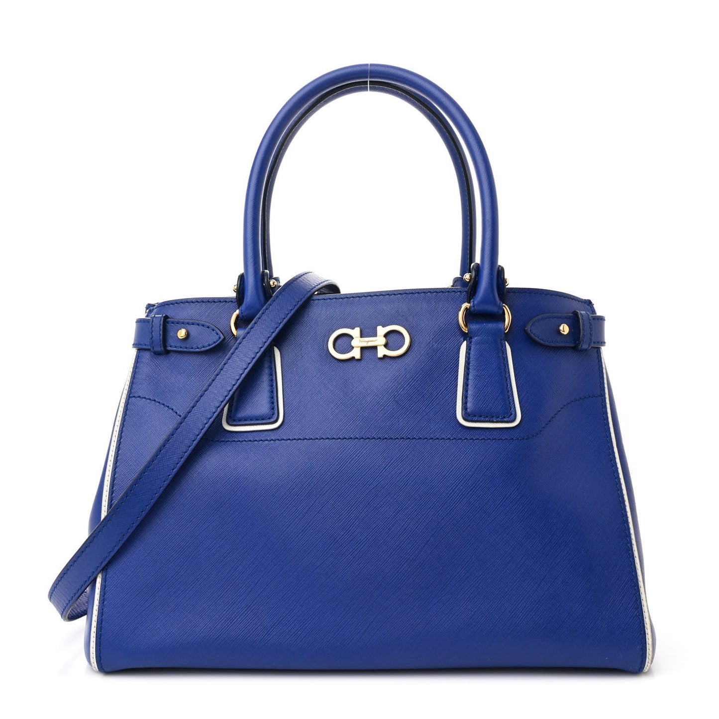 Hammered Calfskin Batik Tote Blue White
