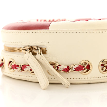 Chanel Lambskin Coco Lifesaver Round Bag Red White 10 of 17