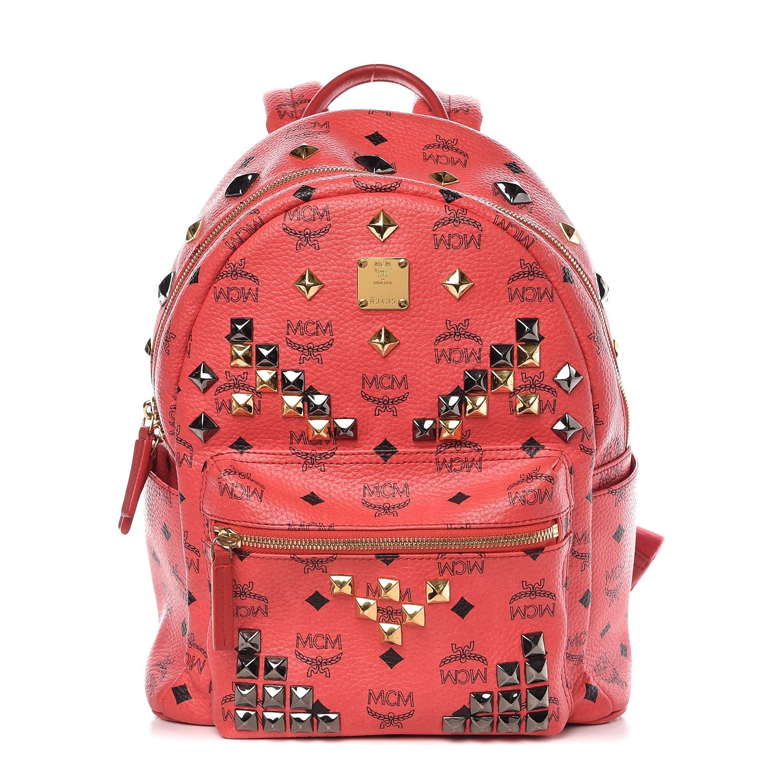 MCM Visetos Studded Small Stark Backpack Corail 1 of 15