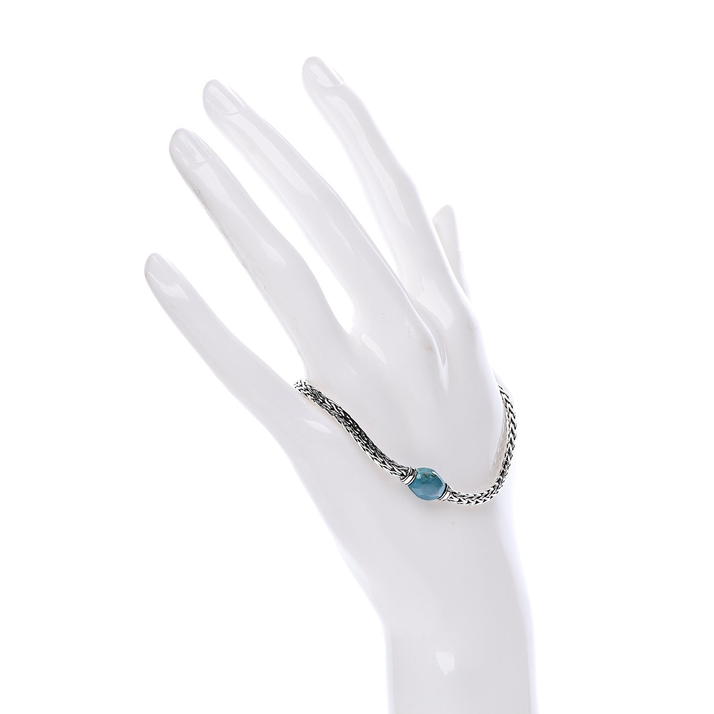 Sterling Silver Turquoise Diamond Slim Classic Chain Bracelet