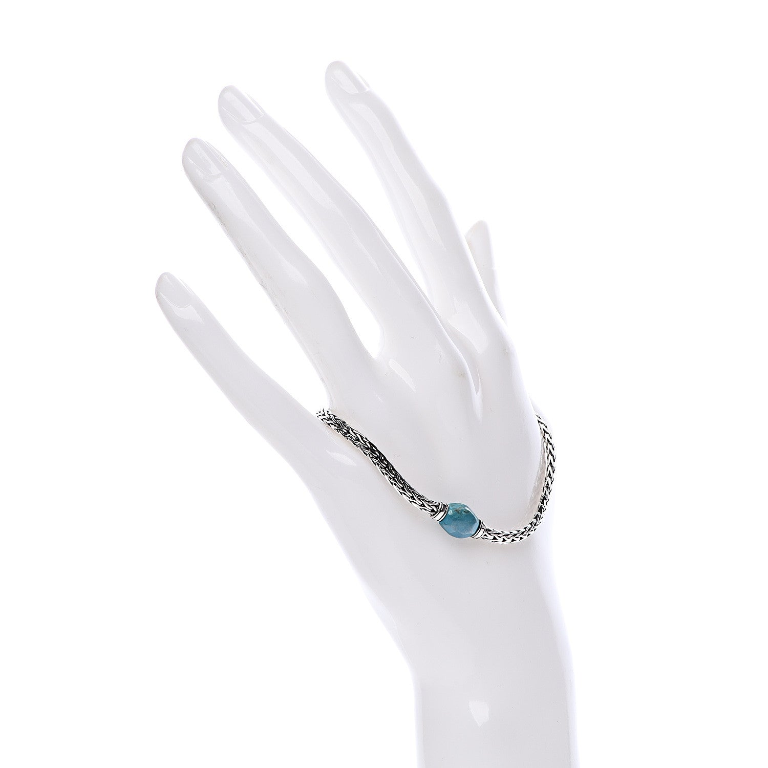 John Hardy Sterling Silver Turquoise Diamond Slim Classic Chain Bracelet 2 of 5