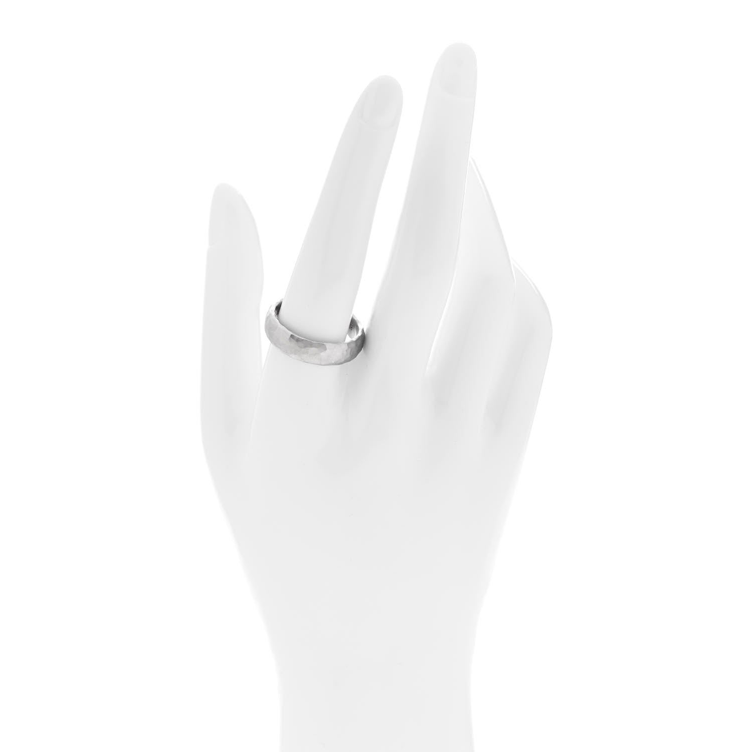 Tiffany 18K White Gold 6mm Mens Hammered Ring 62 10 2 of 6