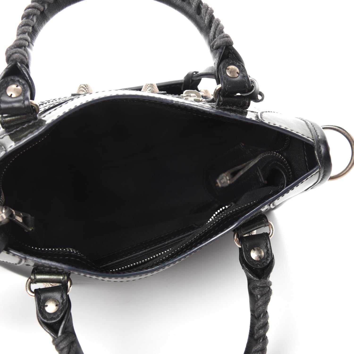 Balenciaga Smooth Calfskin Metallic Patent Giant 12 Silver Hardware Mini City Black Gris 5 of 10