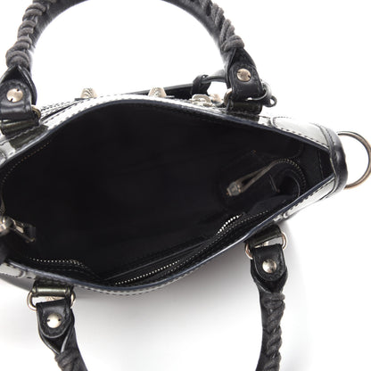 Balenciaga Smooth Calfskin Metallic Patent Giant 12 Silver Hardware Mini City Black Gris 5 of 10
