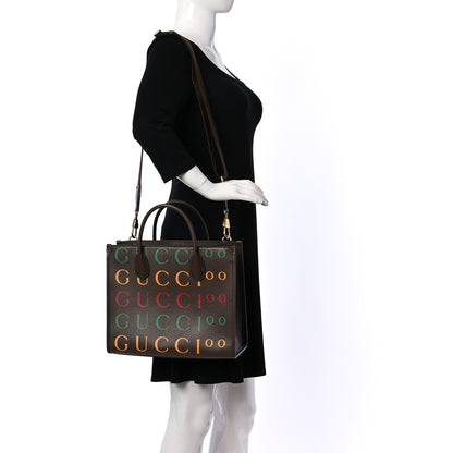 Gucci Textured Dollar Calfskin Gucci 100 Small Tote Bag New Acero Multicolor 2 of 7