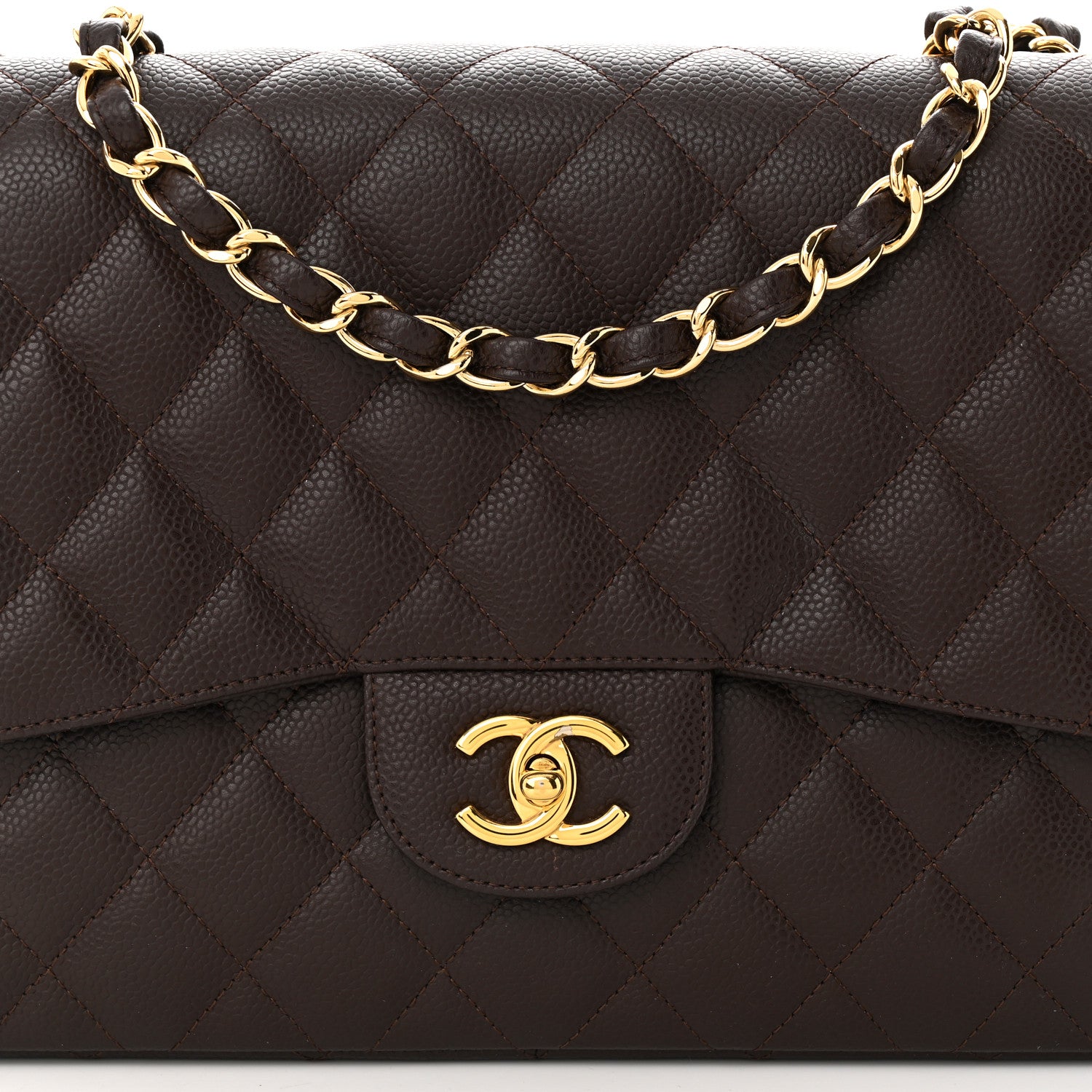 Chanel Caviar Quilted Jumbo Single Flap Dark Brown 8 of 11