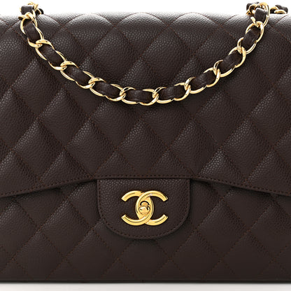 Chanel Caviar Quilted Jumbo Single Flap Dark Brown 8 of 11