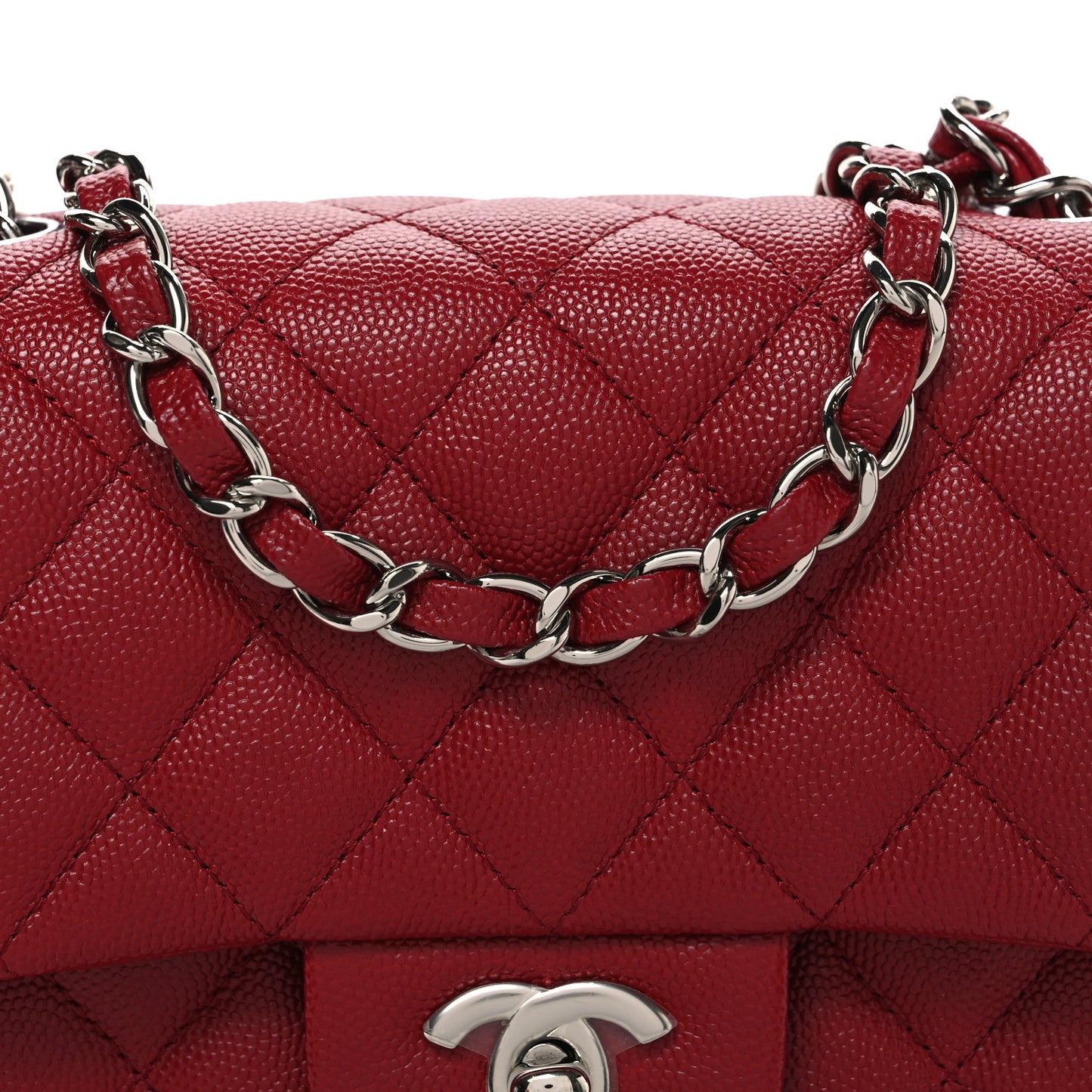 Caviar Quilted Mini Square Flap Red
