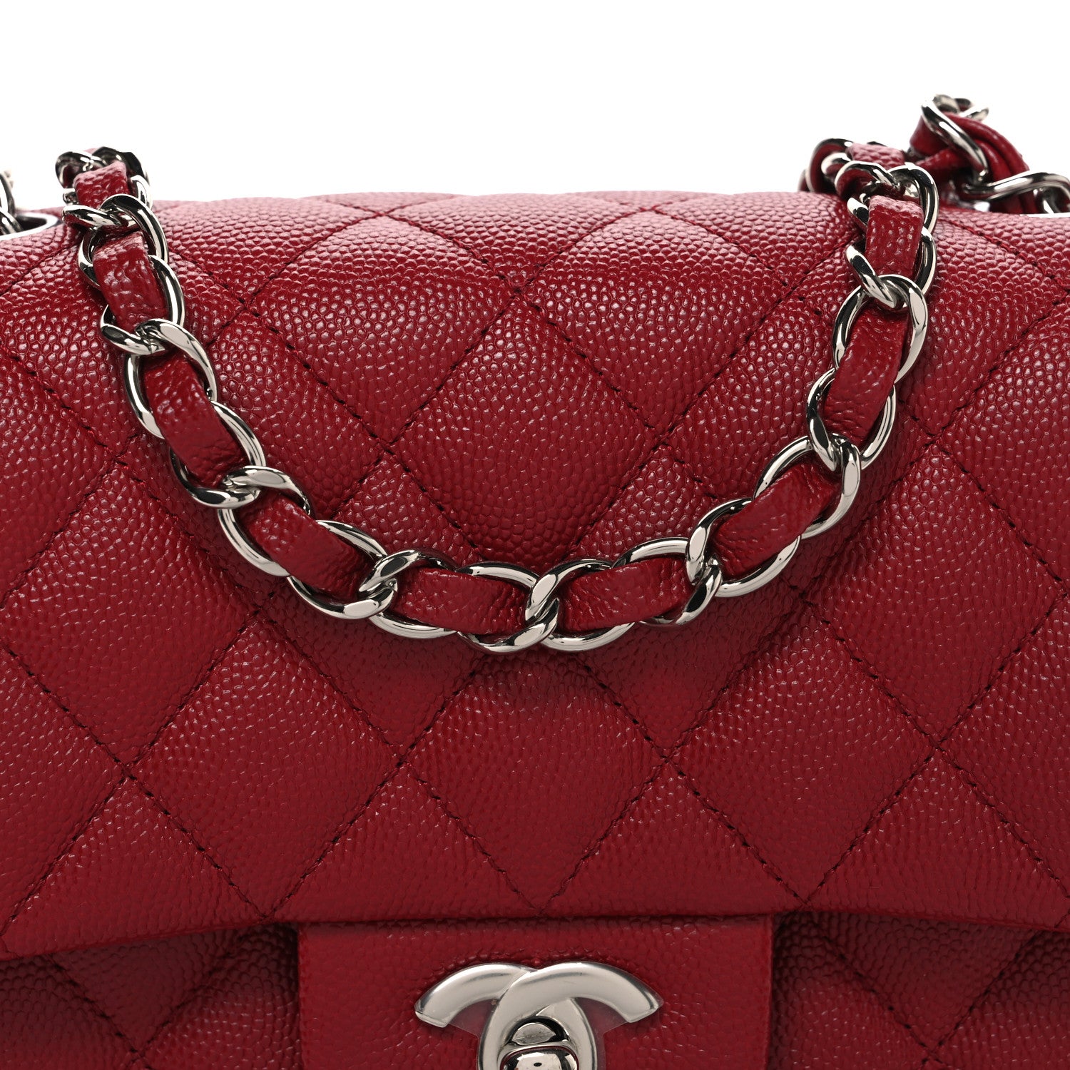 Chanel Caviar Quilted Mini Square Flap Red 8 of 10
