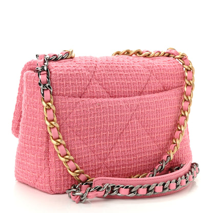 Chanel Metallic Tweed Quilted Medium Chanel 19 Flap Pink 3 of 9