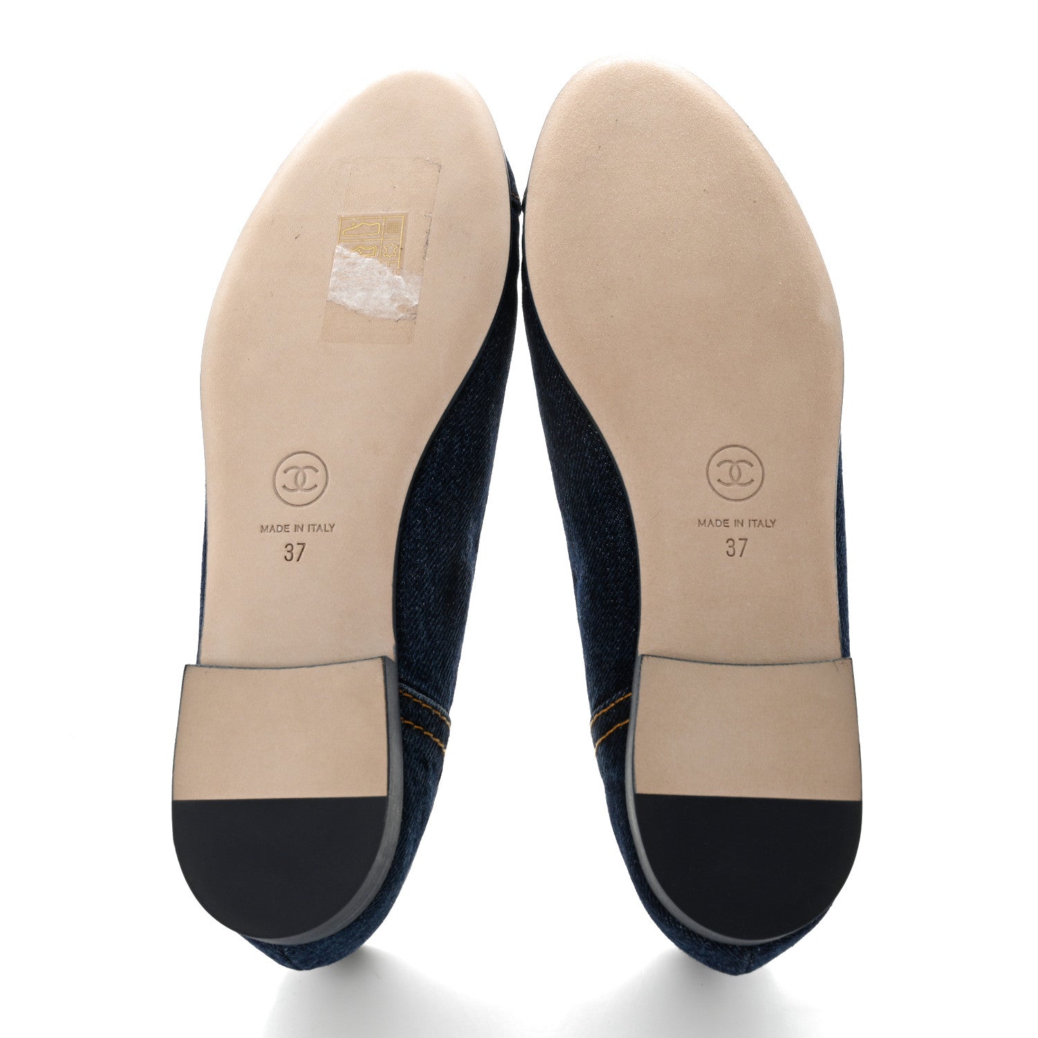 Chanel Denim CC Cap Toe Ballerina Flats 37 Navy Blue 8 of 9