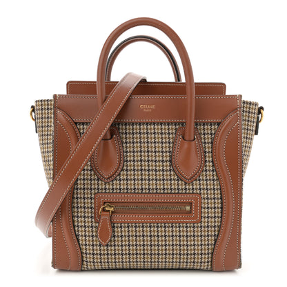 Celine Smooth Calfskin Houndstooth Nano Luggage Tan 1 of 14