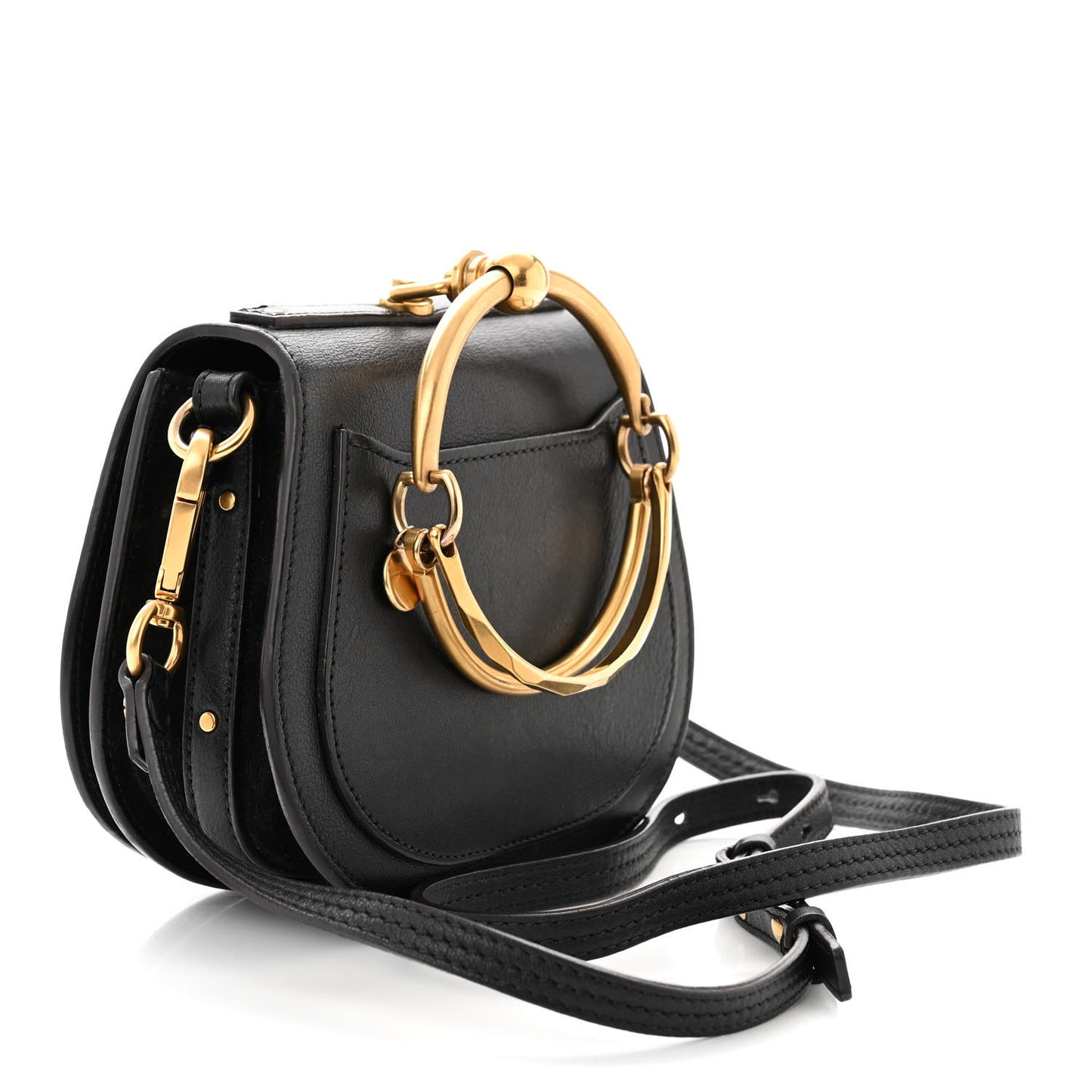 Calfskin Suede Small Nile Bracelet Bag Black