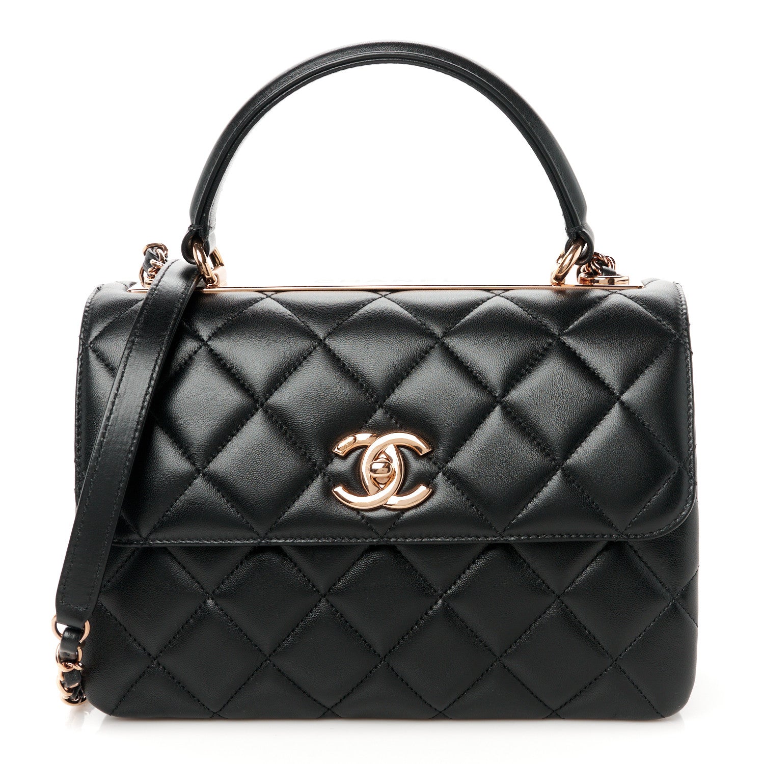 Chanel Lambskin Quilted Small Trendy CC Dual Handle Flap Bag Black 1 of 14