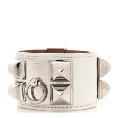 Hermes Epsom Collier De Chien CDC Bracelet S White 1 of 6