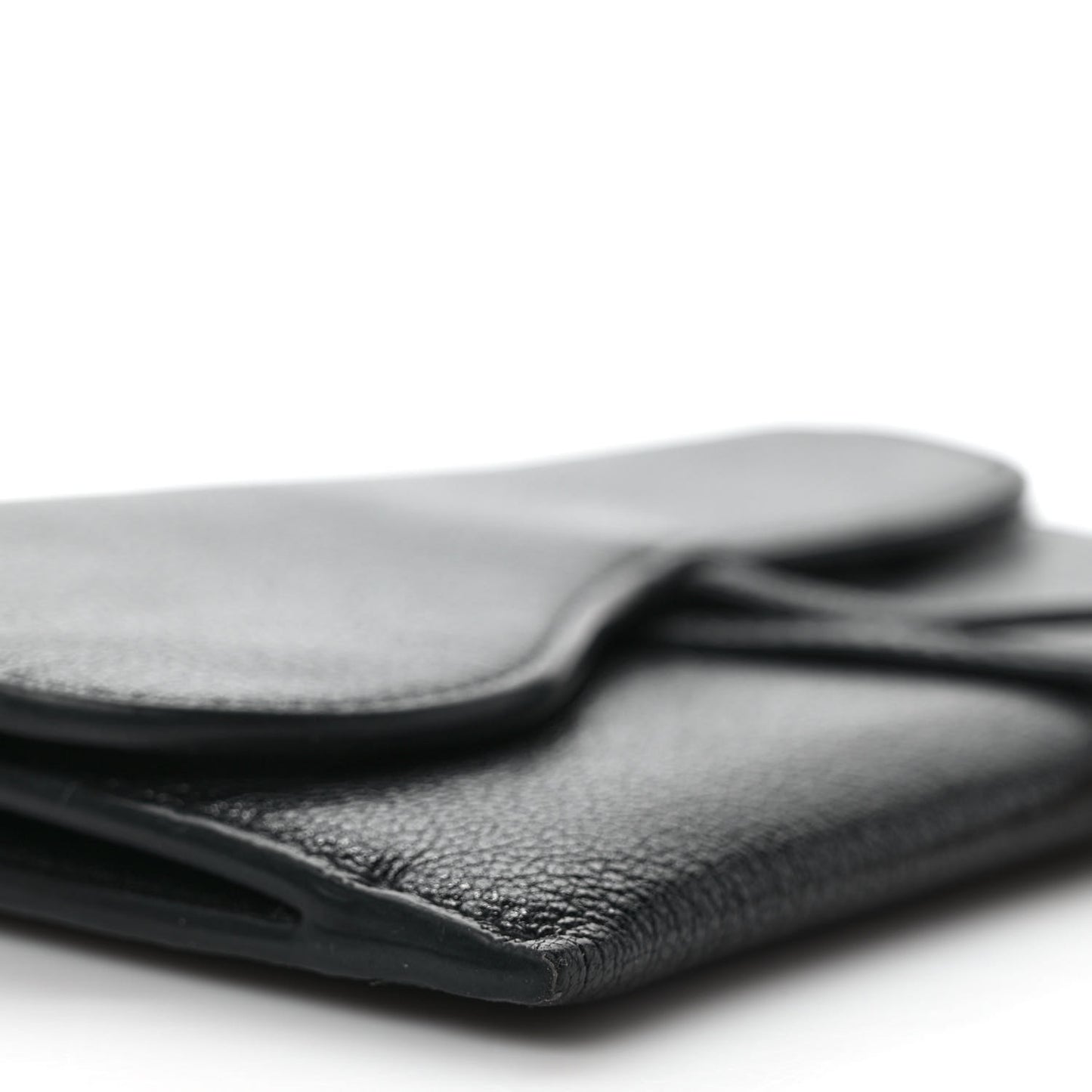 Goatskin Saddle Long Wallet With Chain Black