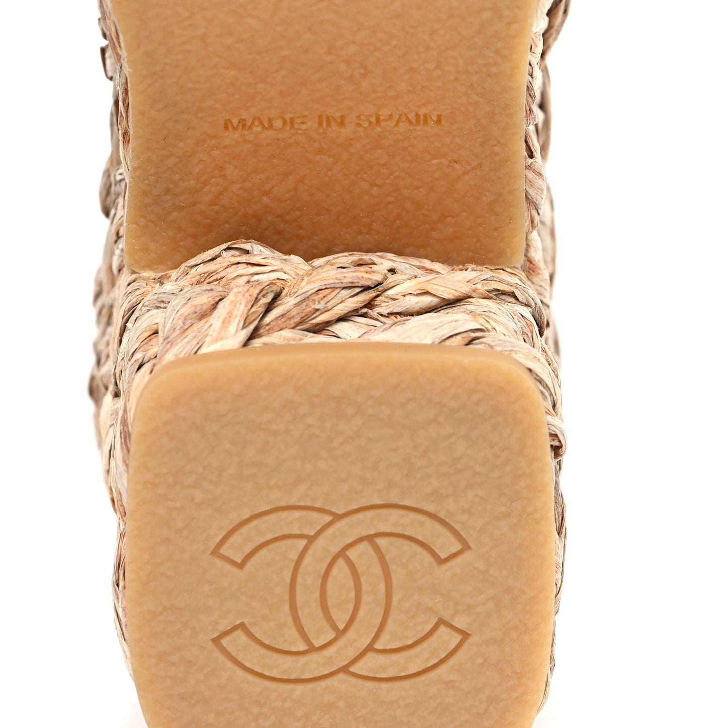 Canvas Raffia Wedge Sandals 38 Black