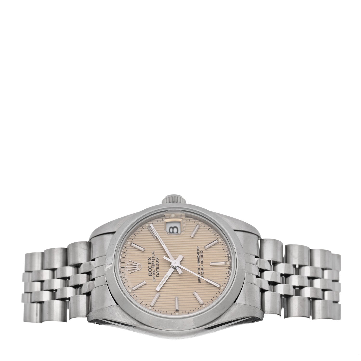 Rolex Stainless Steel 31mm Oyster Perpetual Datejust Watch Silver Tapestry 68240 2 of 4