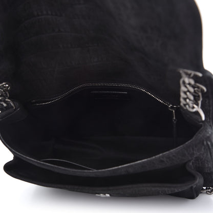 Saint Laurent Nubuck Crocodile Embossed Monogram Medium Niki Chain Satchel Black 5 of 10