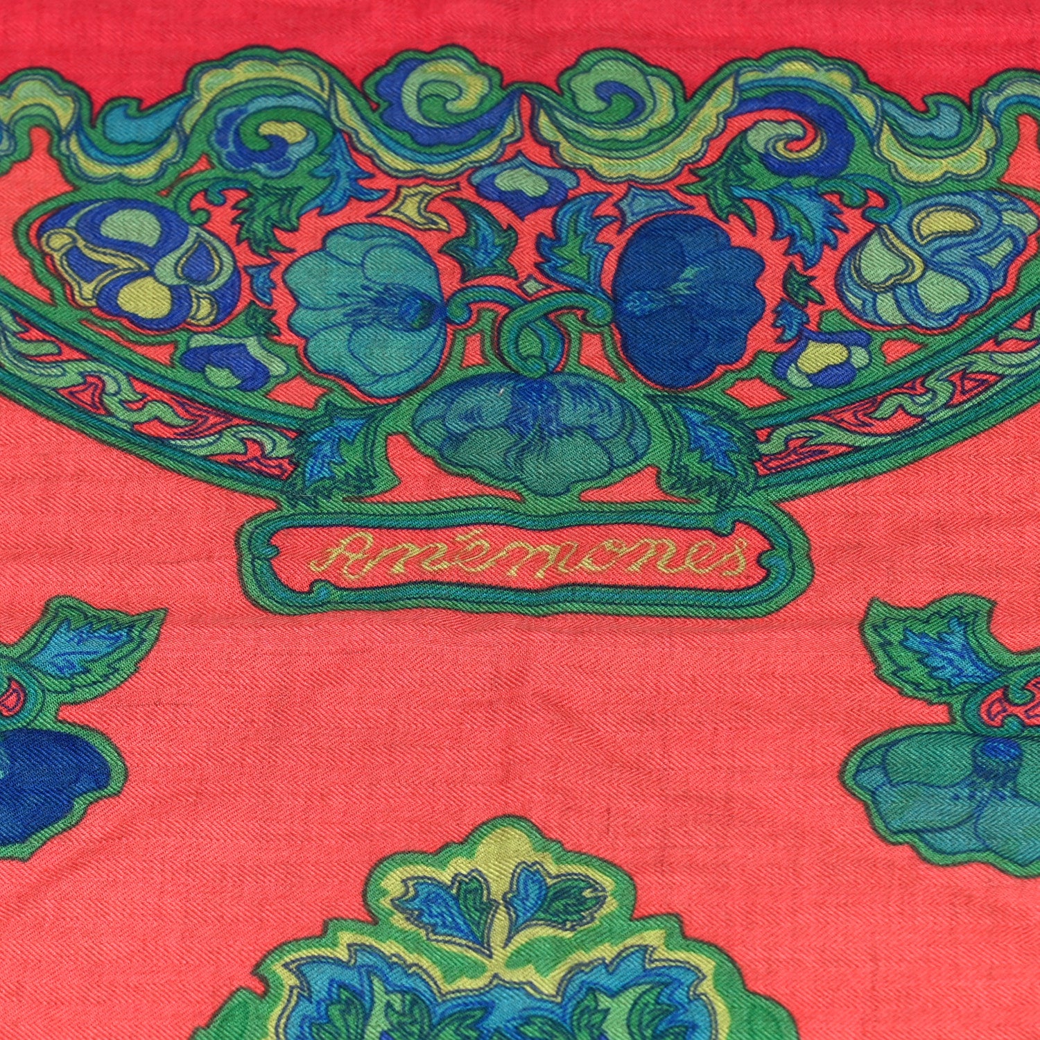 Hermes Cashmere Silk Anemones Shawl 140 2 of 4