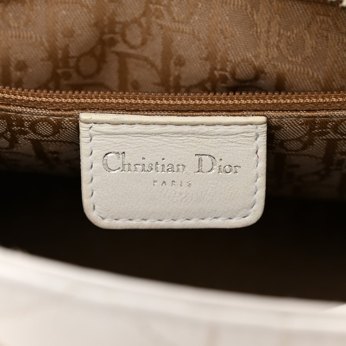 Lambskin Cannage Medium Lady Dior White