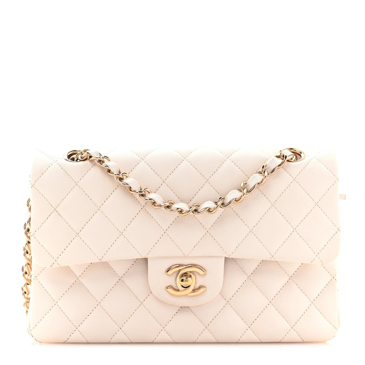 Caviar Quilted Small Double Flap White