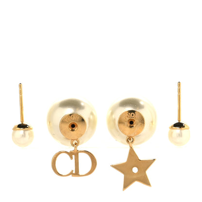 Christian Dior Pearl Mise En Dior Logo Tribal Earrings 3 of 5