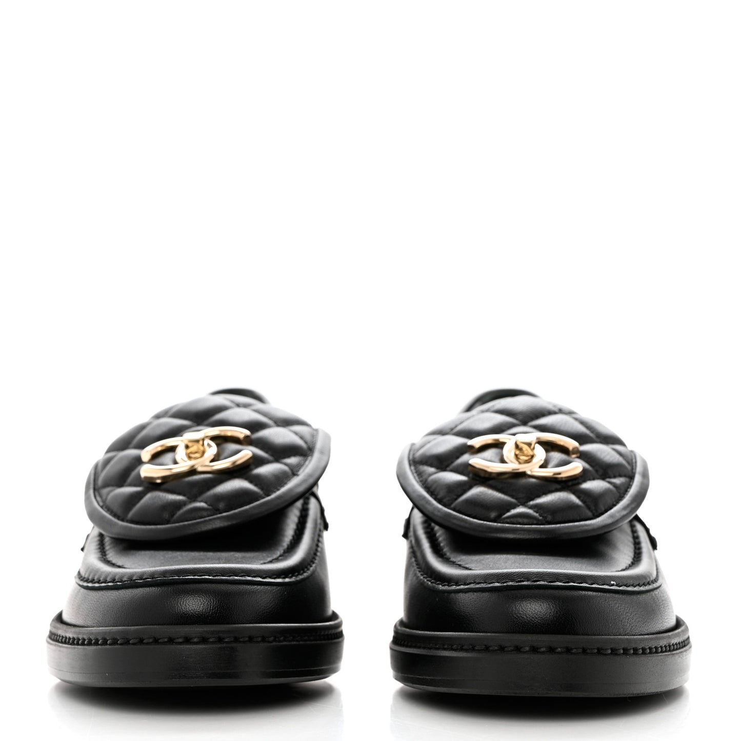 Lambskin Quilted CC Turnlock Loafers 37.5 Black