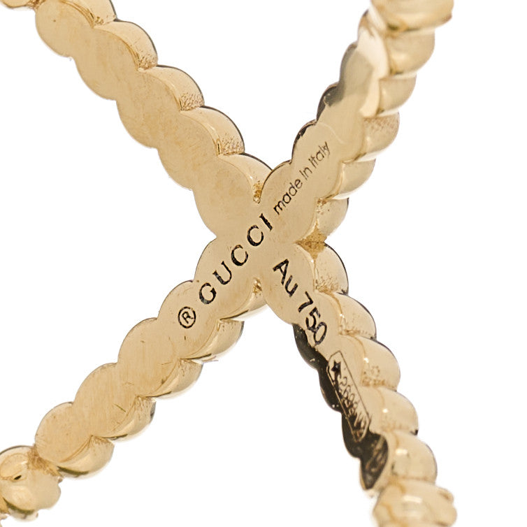 18K Yellow Gold Diamond GG Running X Ring 51 5.75