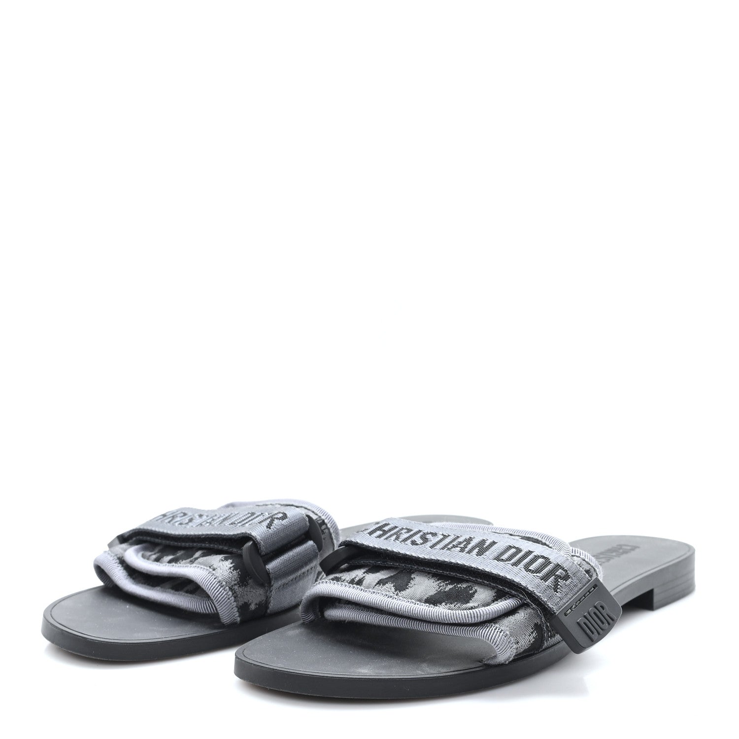 Christian Dior Technical Stretch Fabric Camouflage Dio(r)evolution Slide Sandals 37 Black Grey 4 of 8