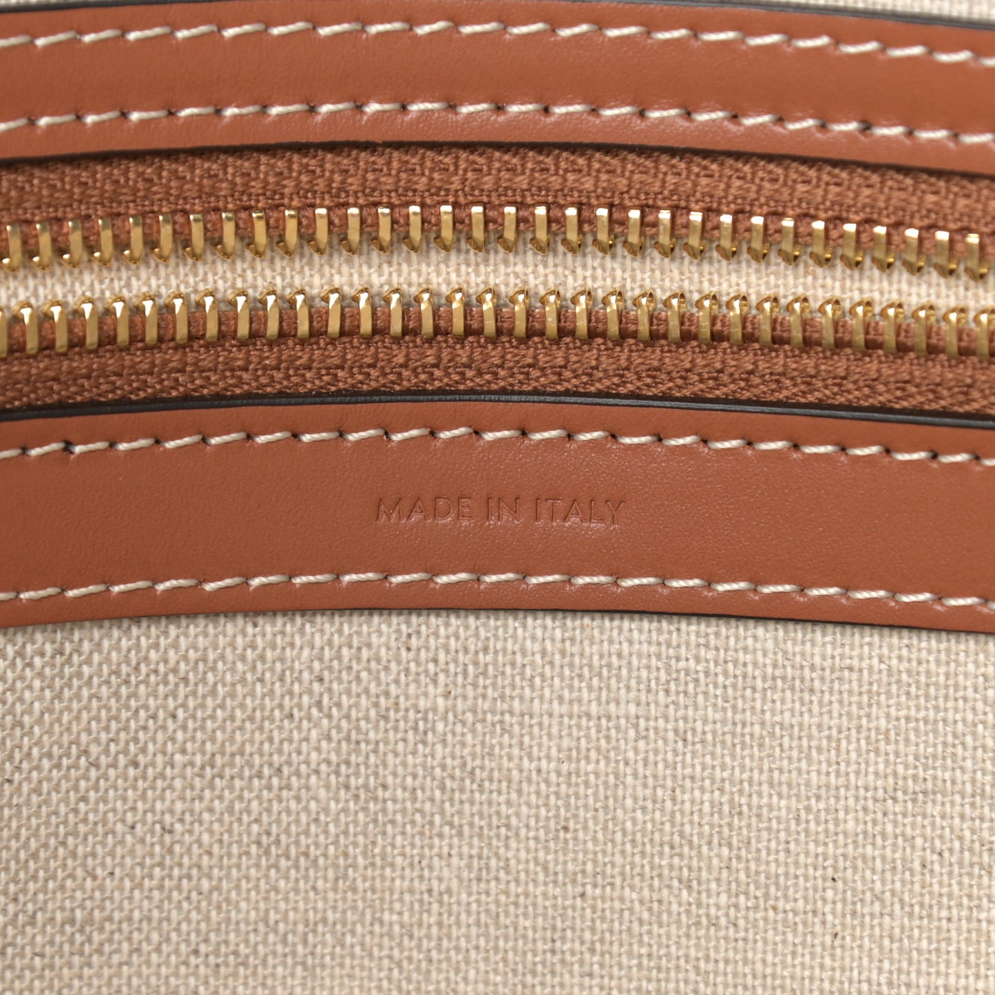 Textile Calfskin Horizontal Cabas Beige Tan