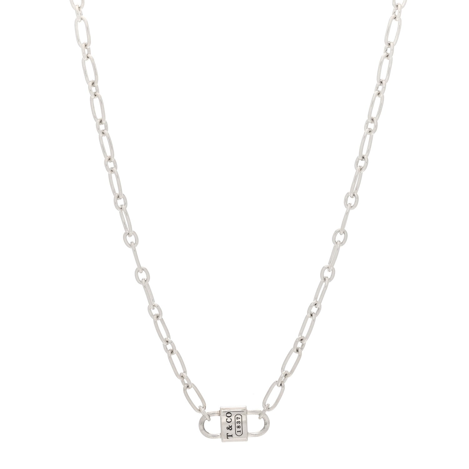 Tiffany Sterling Silver 1837 Double Lock Necklace 1 of 5