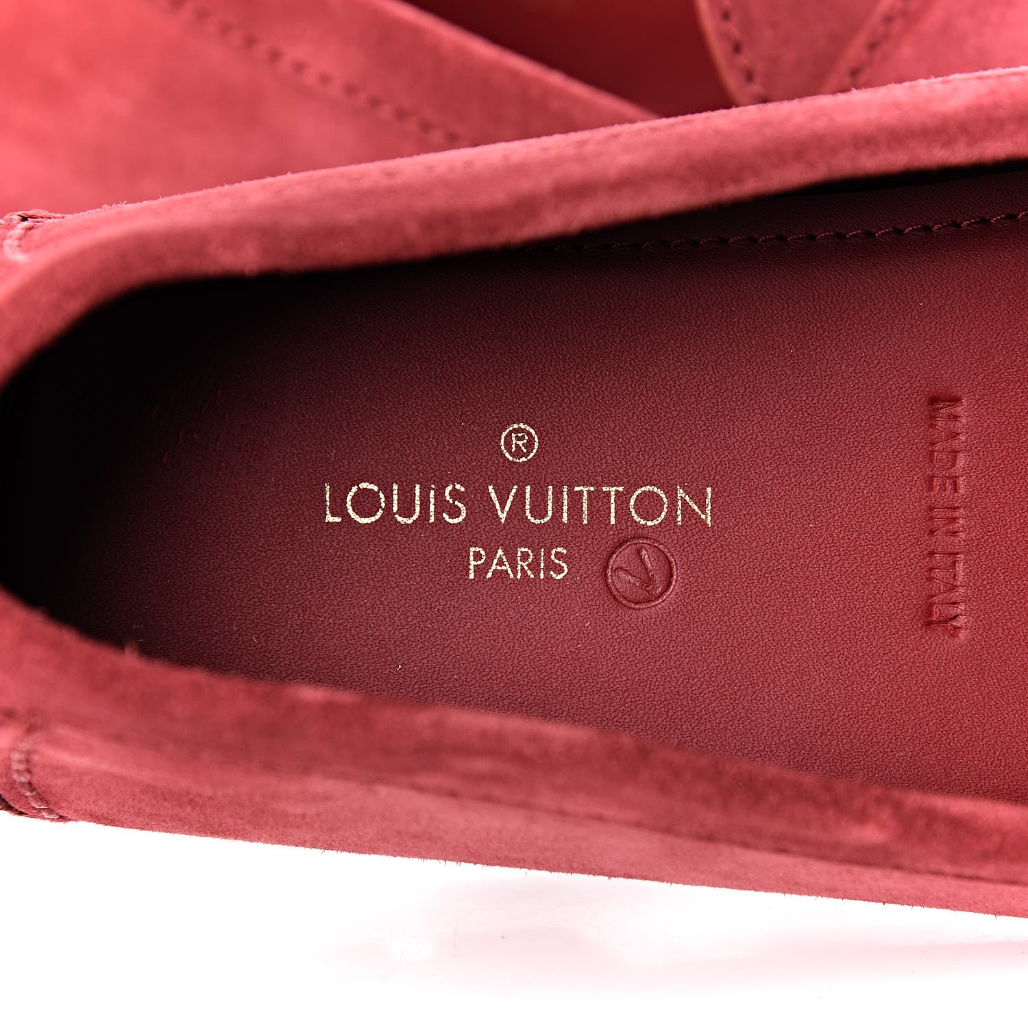 Louis Vuitton Suede Mens Lombok Mocassin Loafers 7.5 Red 5 of 9