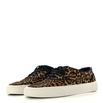 Saint Laurent Canvas Leopard Print Venice Low Top Sneakers 39.5 Black 2 of 10