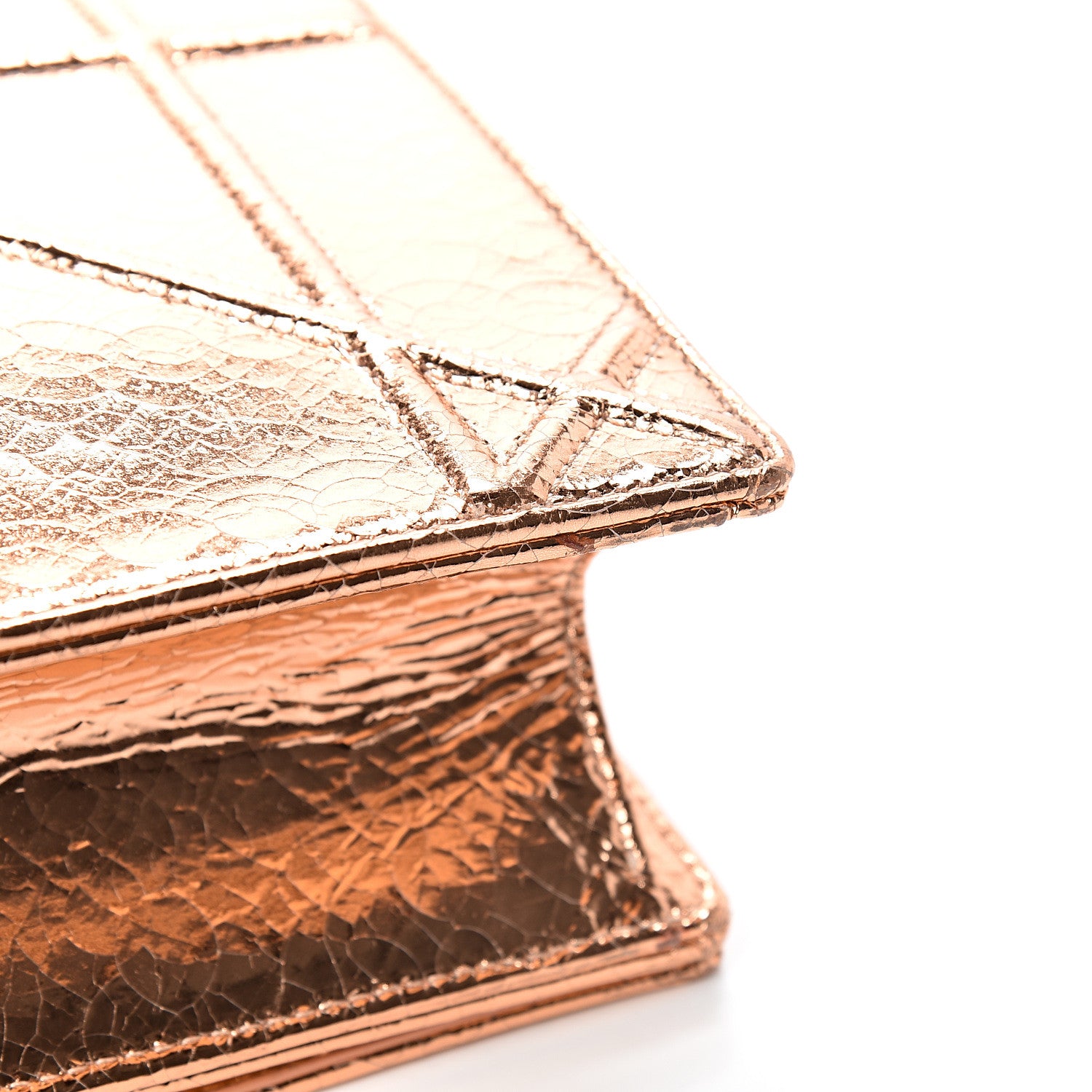 Christian Dior Metallic Ceramic Effect Deerskin Medium Diorama Flap Bag Gold 14 of 14