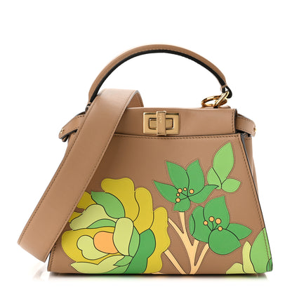 Fendi Nappa Nubuck Pequin Flower Inlay Mini Peekaboo Iconic Satchel Cuoio Multicolor 1 of 10