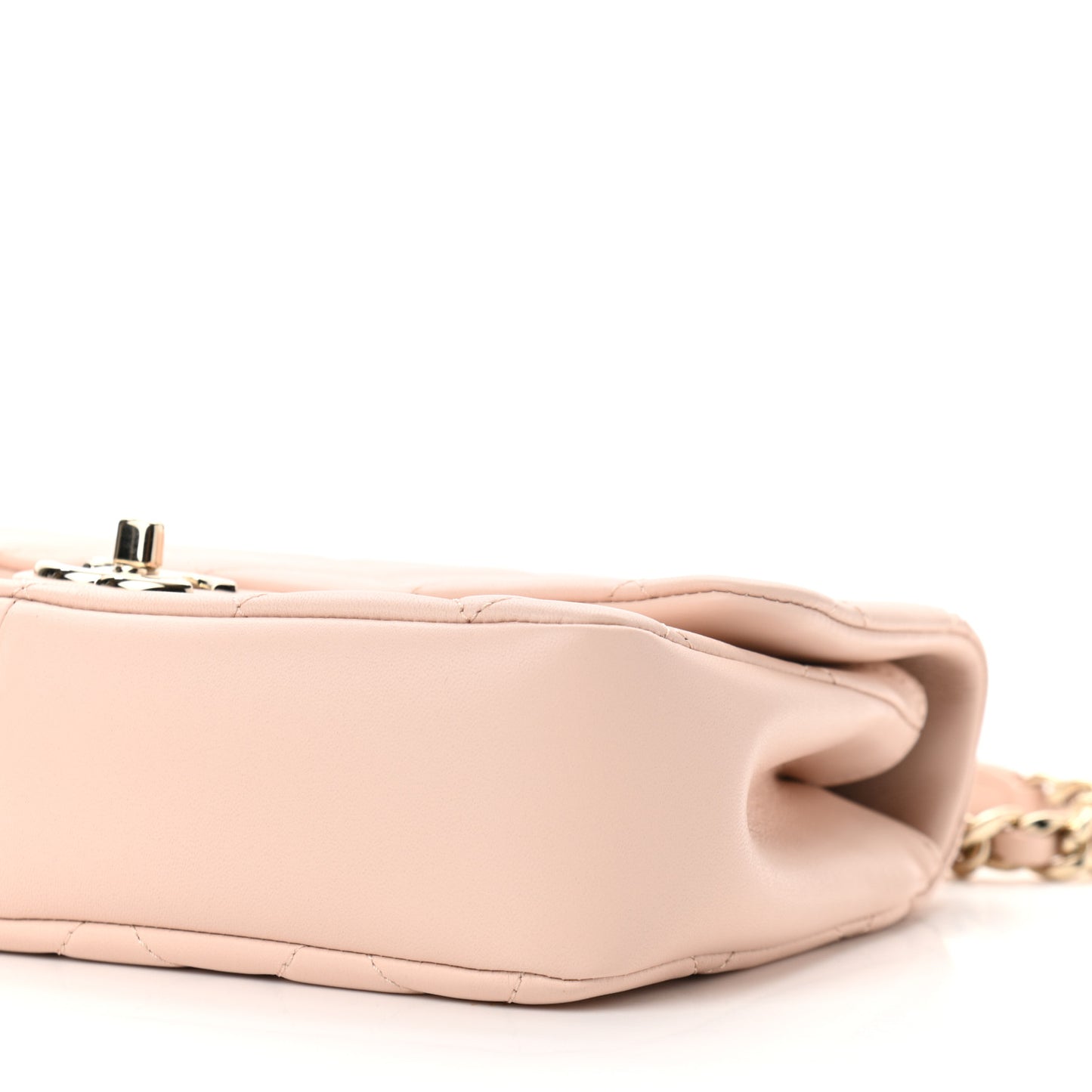 Lambskin Quilted Resin Bi-Color Chain Flap Bag Light Beige