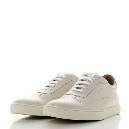 Hermes Calfskin Mens Quicker Sneakers 42.5 White Orange 3 of 8