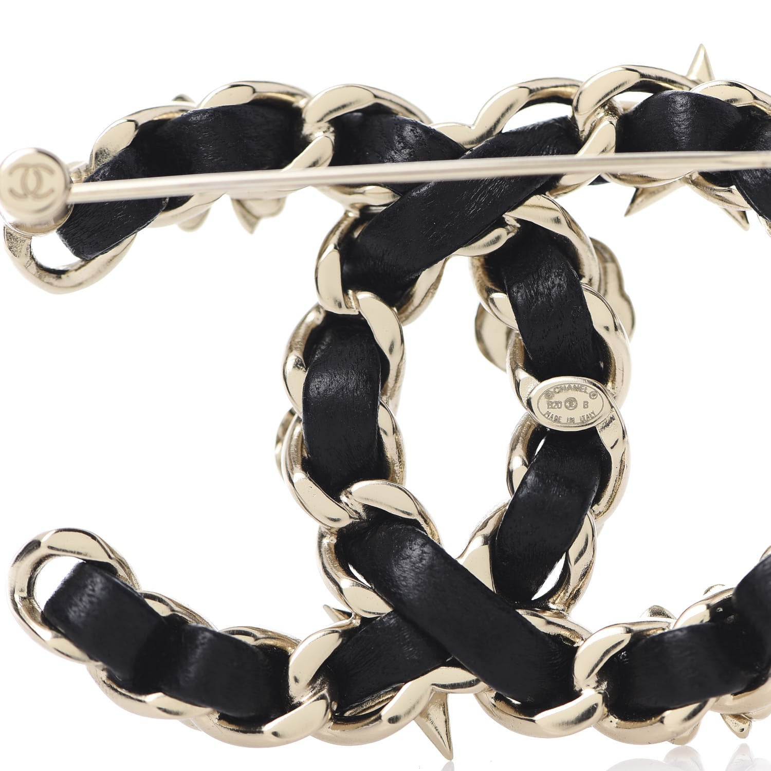 Chanel Lambskin Pearl Strass Sergeant Brooch Gold 4 of 4