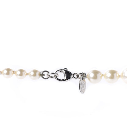 Chanel Crystal Pearl CC Short Necklace Silver 5 of 6