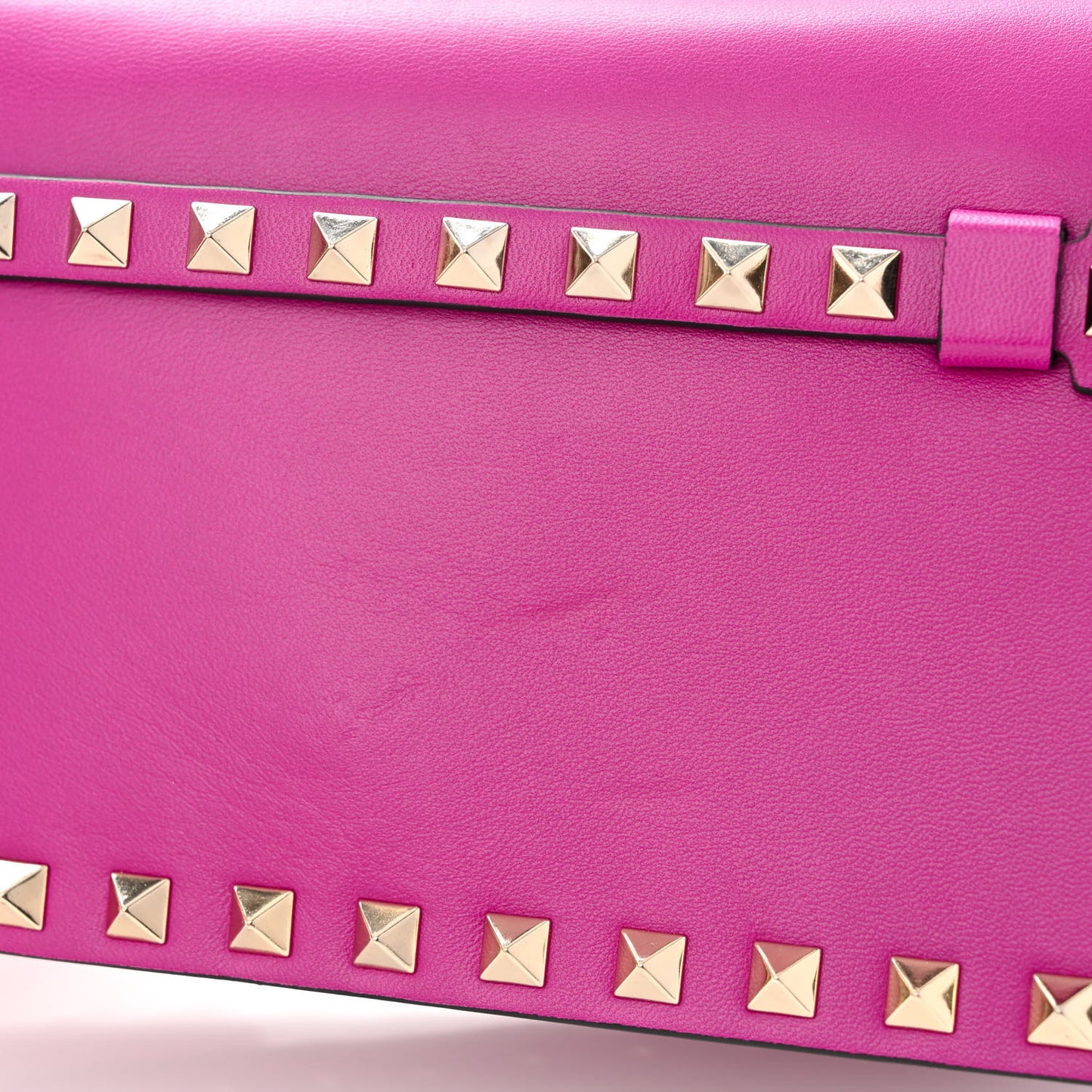 Nappa Small Rockstud Wristlet Clutch Fuxia